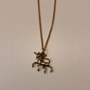 Vintage gold tone unicorn necklace